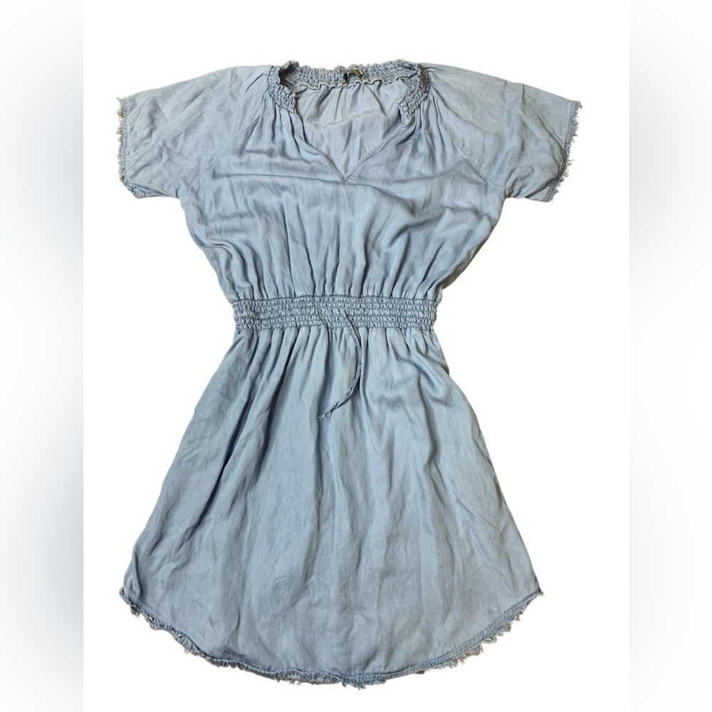 Dex Light Blue Smocked Waist Mini Dress